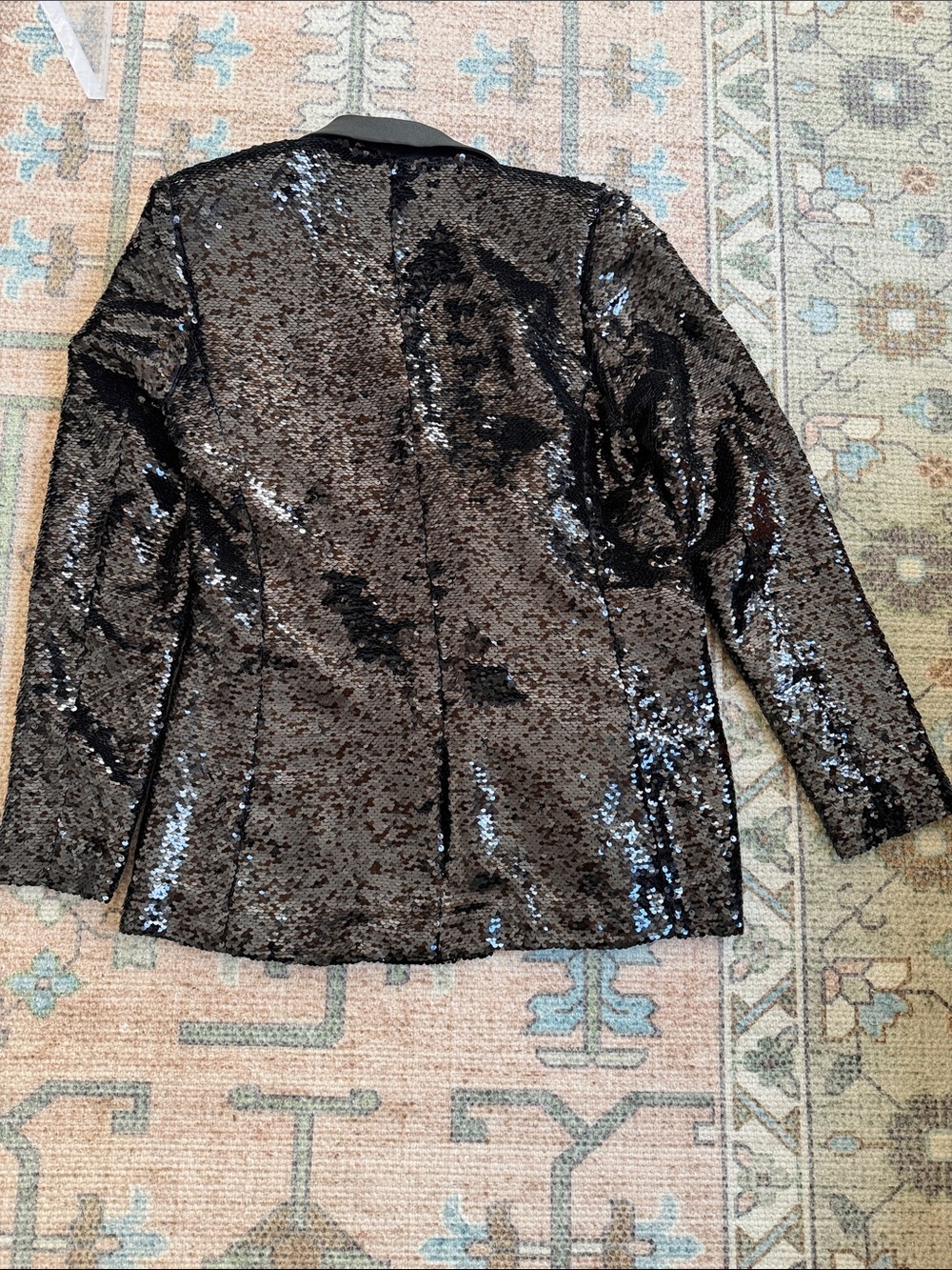 Anine Bing Ace Black Sequin Blazer with Satin Lapel | Size Small - Picture 7 of 8